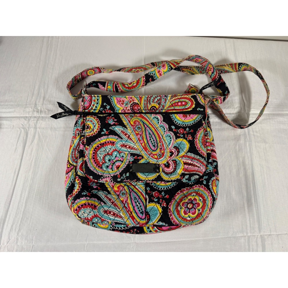 Vera Bradley Ribbons Quilted Cotton Crossbody Bag Multi Color Floral Geometric